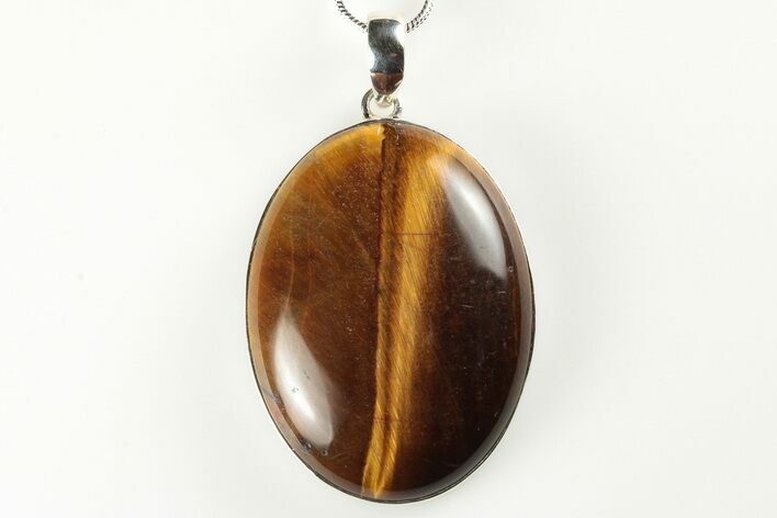 1.65" Tiger's Eye Pendant (Necklace) - 925 Sterling Silver  